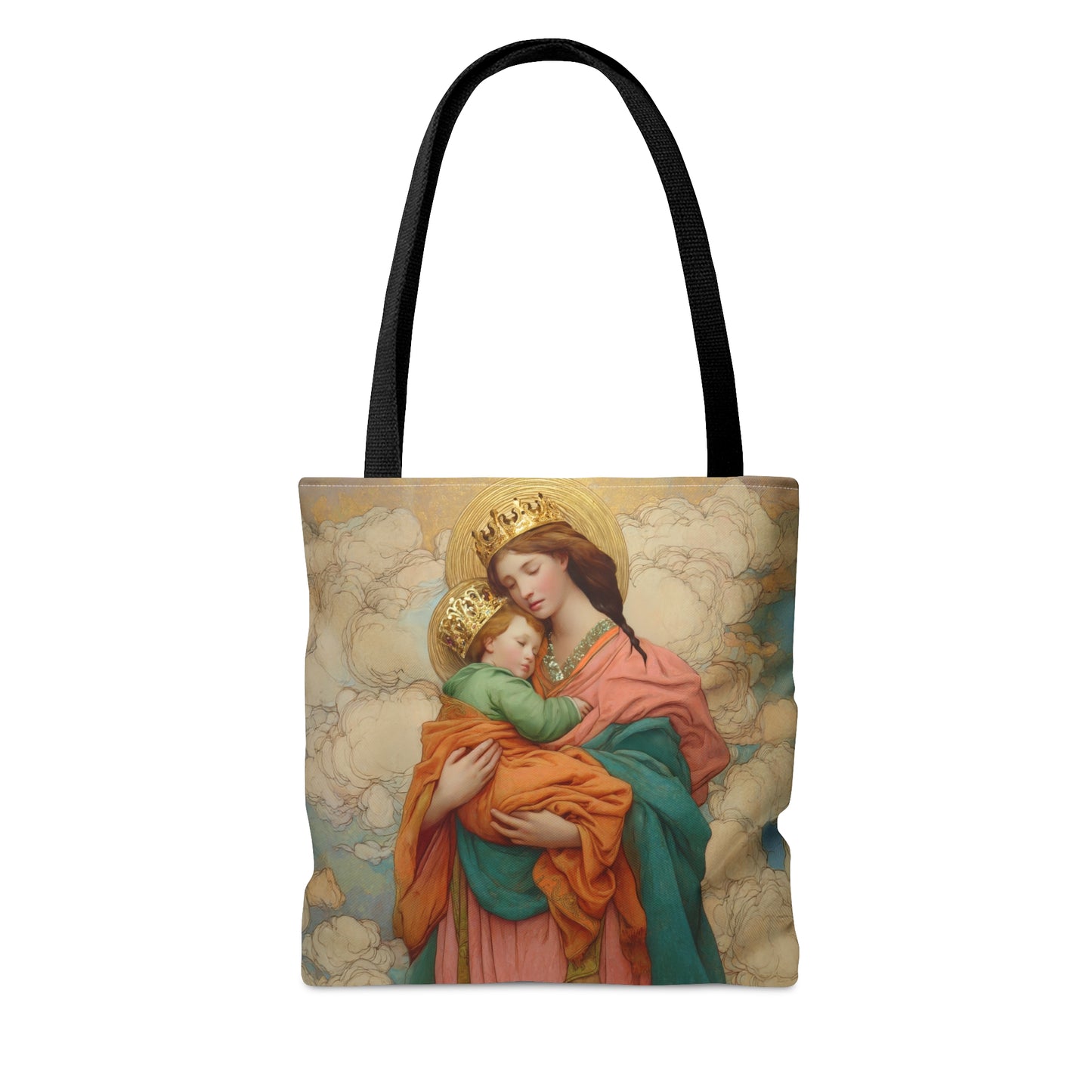 Our Lady, Strong and Tender - Mary, Help of Christians Tote Bag - Large Medium Small Faith Art Bag - Catholic Faith Purse - Double Sided
