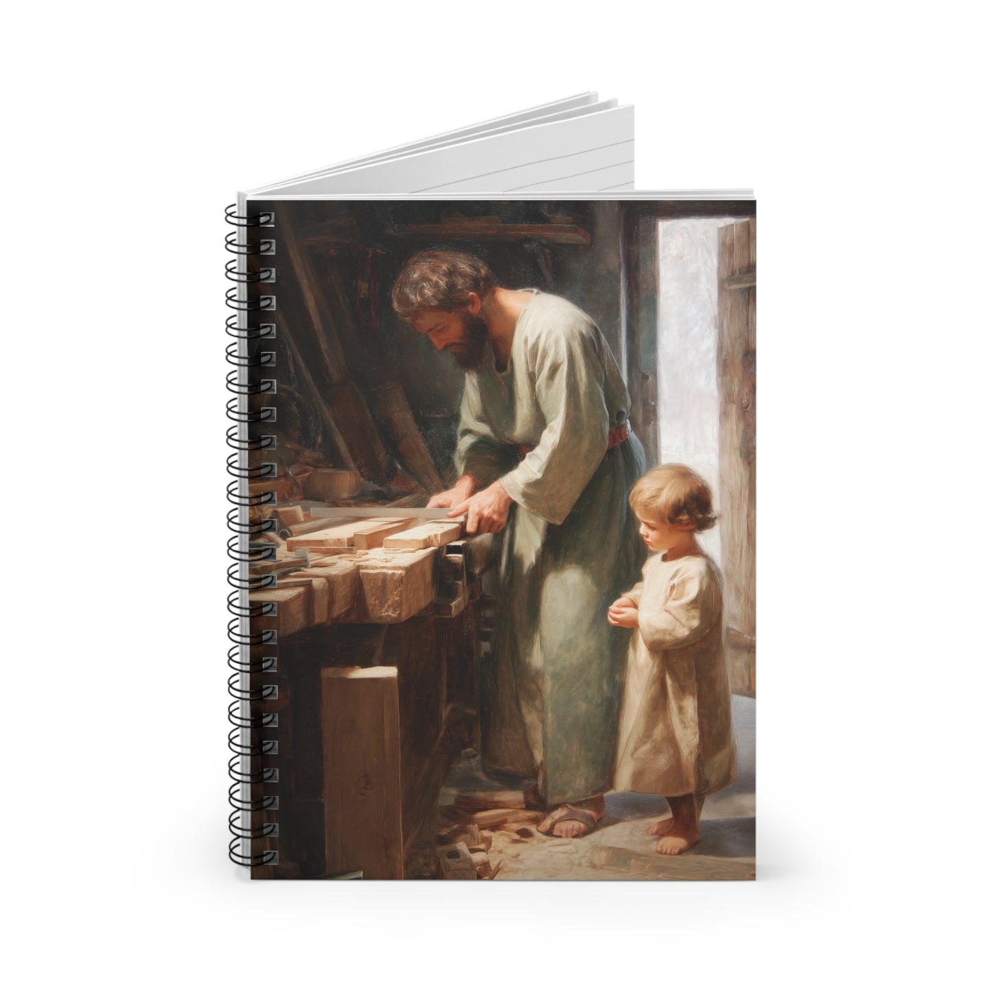 Saint Joseph the Worker  - Sanctified Souls Art - Religious Based Notebook - Spiral Notebook - Ruled Line