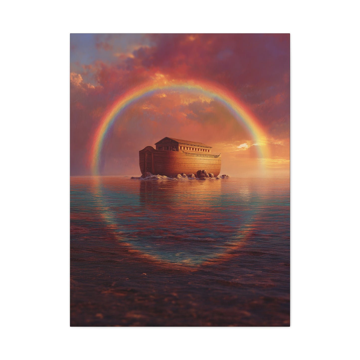 Sheltered Beneath the Covenant Sky - Noah's Ark - Gallery Wrapped Canvas - Print - Religious Art for your Home - Catholic