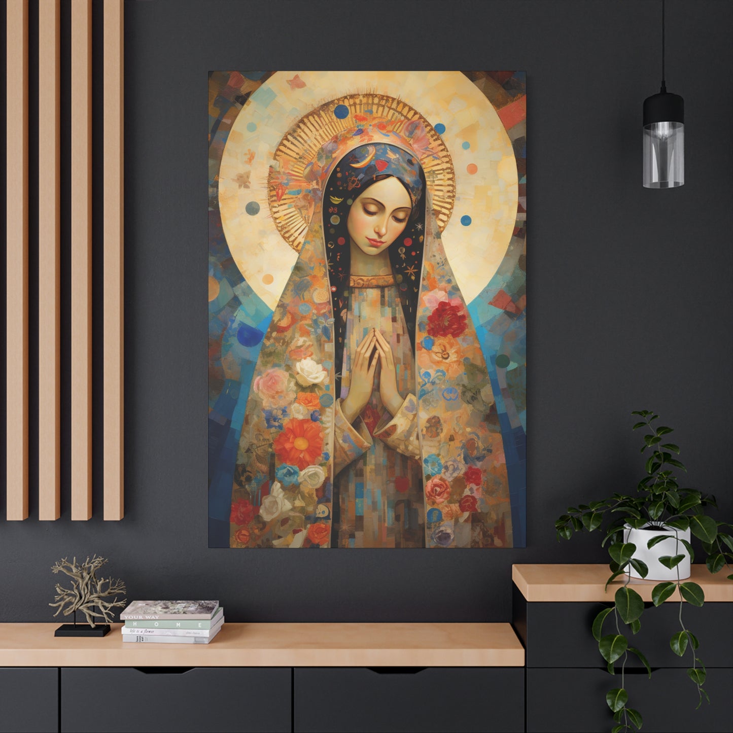 Lady of Guadalupe Icon of Love Museum Wrapped Canvas Print - Multiple Sizes - Catholic Home art