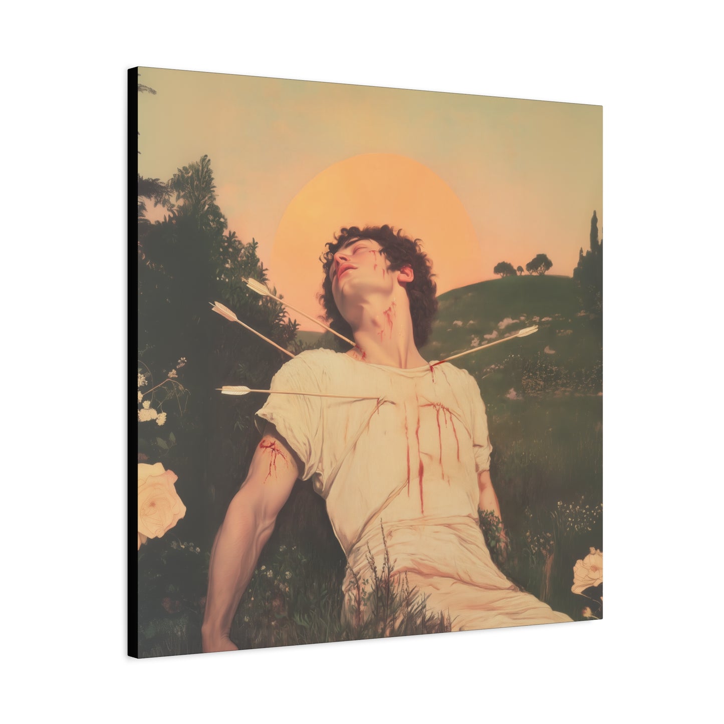 Saint Sebastian -  Museum Wrapped Canvas - Sanctified Souls Print - Religious Art for your Home - Catholic Patron Saint Art