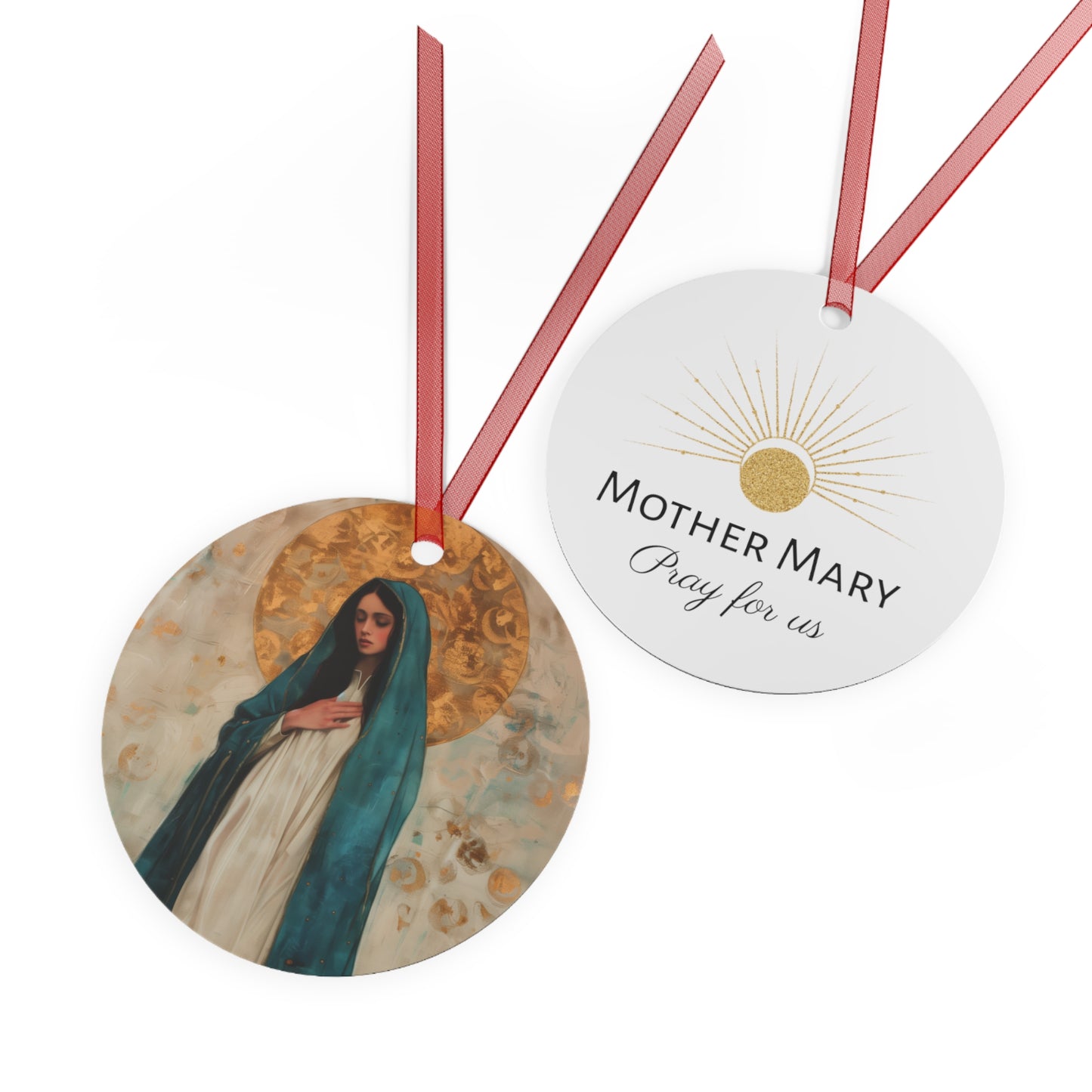 Serene Devotion - Mary's Compassionate Heart Metal Ornament - Religious Holiday Christmas Ornament and Keepsake - Catholic Keepsake