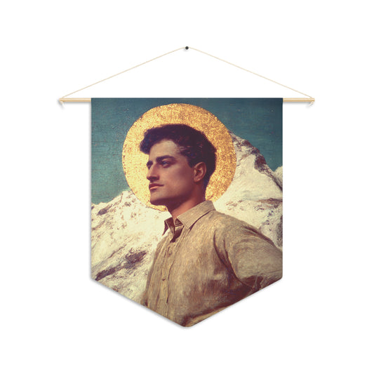 Saint Pier Giorgio Frassati Pennant / Banner / Wall Hanging - Prayer room art - 18" x 21" - Catholic - Large Banner