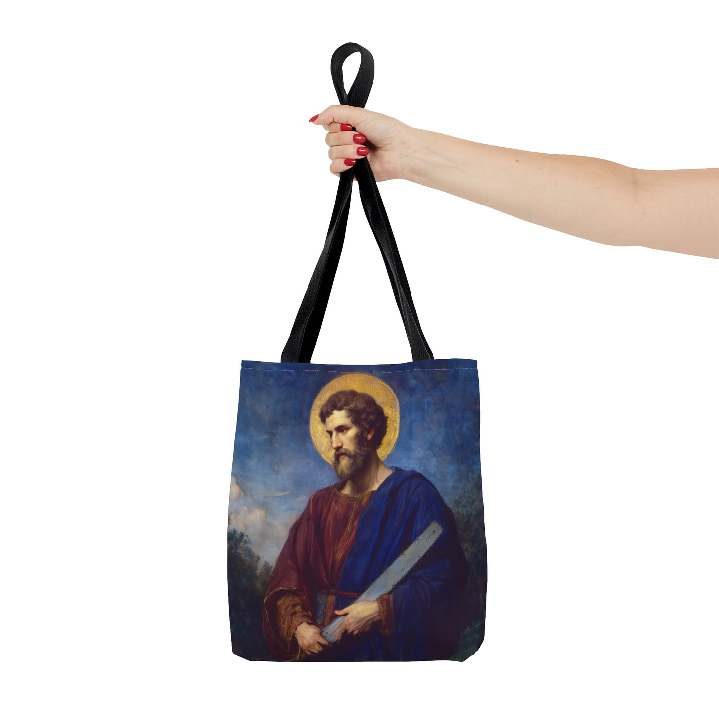Saint Simon the Apostle / Simon the Zealot Tote Bag - Large Medium Small Faith Art Bag - Catholic Faith Purse - Double Sided