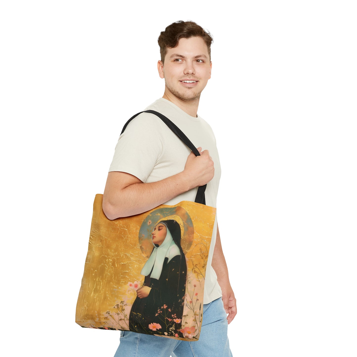 Saint Bernadette Tote Bag - Large Medium Small Faith Art Bag - Catholic Faith Purse - Double Sided