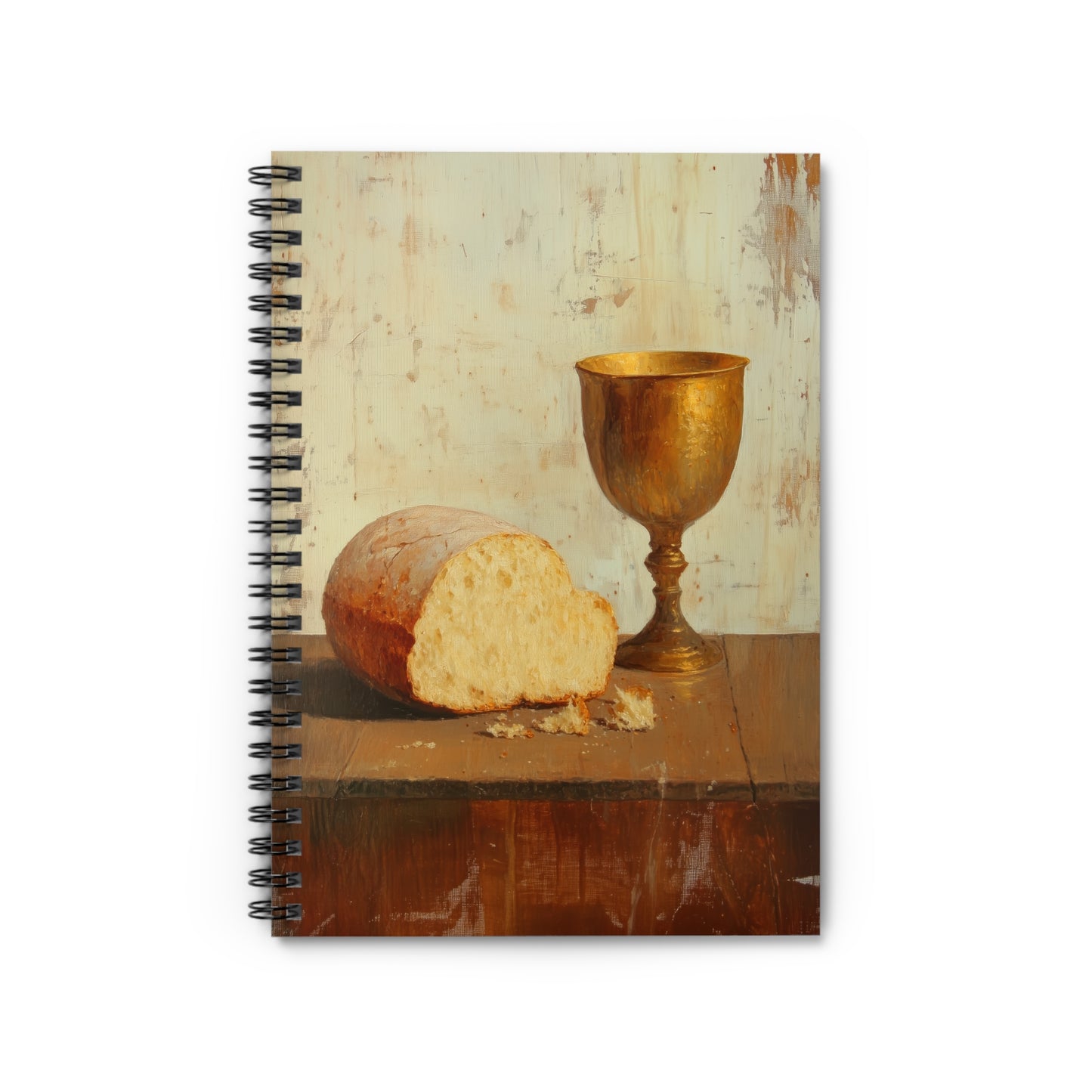 Cup of Sorrows, Bread of Life - Sanctified Souls Art - Religious Based Notebook - Spiral Notebook - Ruled Line