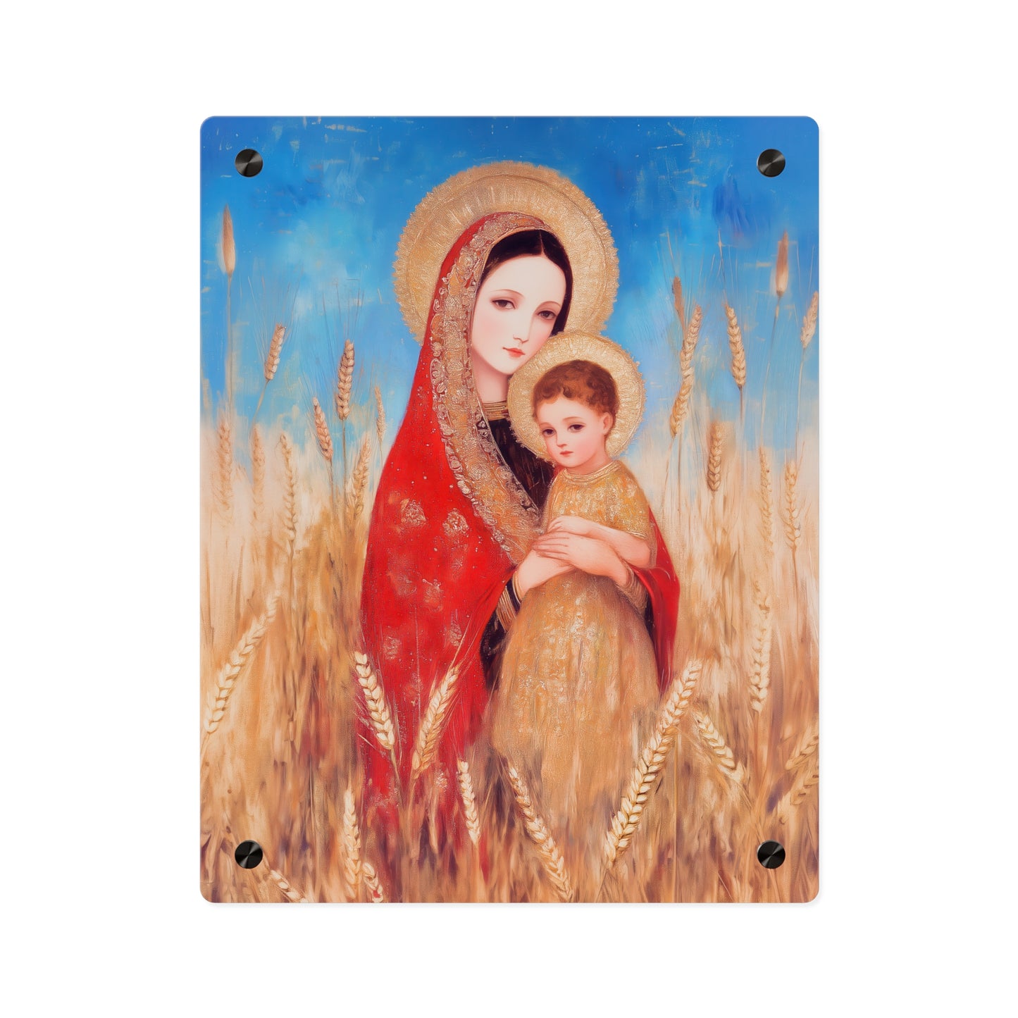 Our  Lady of the Harvest - Wall Art Panel - Ready to Hang Acrylic Print - Catholic Saint Art - Patron Saint Print