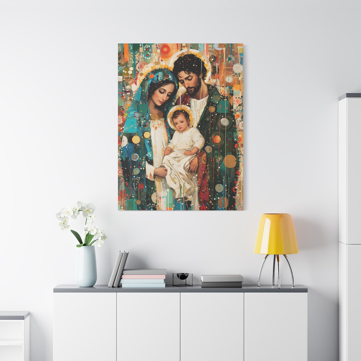 Eternal Light - Mary, Joseph, and the Christ Child - Museum Wrapped Canvas - Sanctified Souls Print - Religious Art - Holy Family Art