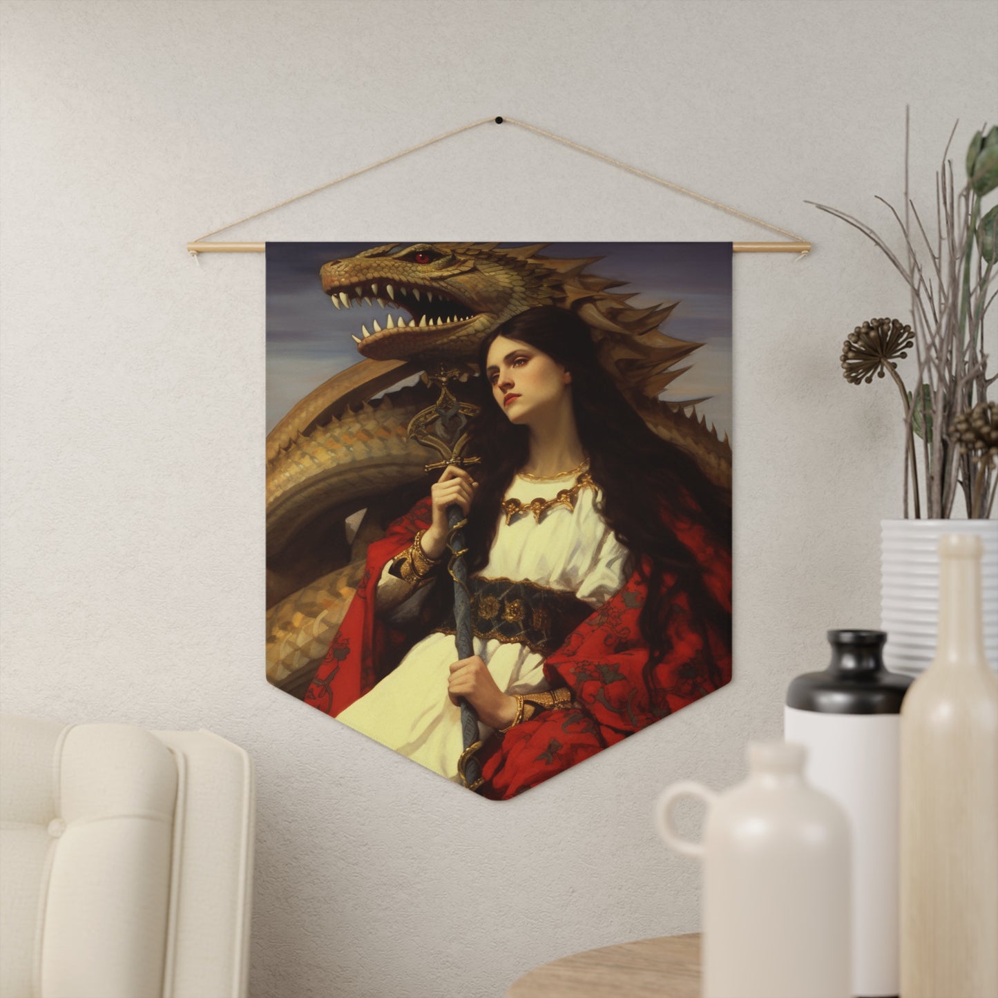 Saint Martha of Bethany Wall Banner / Wall Hanging / Pennant - Religious Art - Prayer room - Catholic Art - Large Print - 18" x 21"