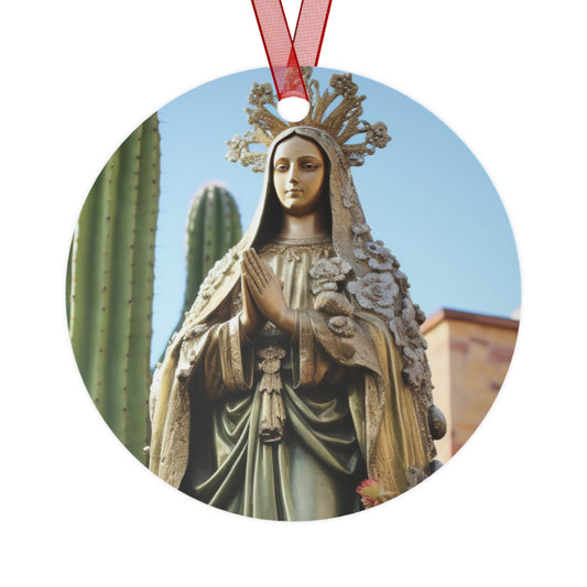 Our Lady of Guadalupe Metal Ornament - Religious Holiday Christmas Ornament and Keepsake - Double sided - Prayer Ornament
