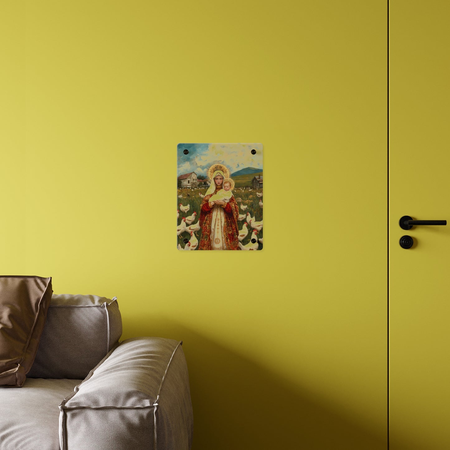 Our Lady of the Hens Acrylic Wall Art Panel - Ready to Hang Acrylic Print - Catholic Saint Art