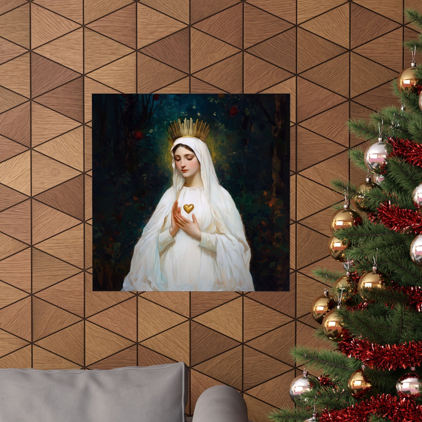 Our Lady of Beauraing - Our Lady of the Golden Heart - Marian Art - Sanctified Souls Print - Multiple Sizes - Premium Vertical Posters