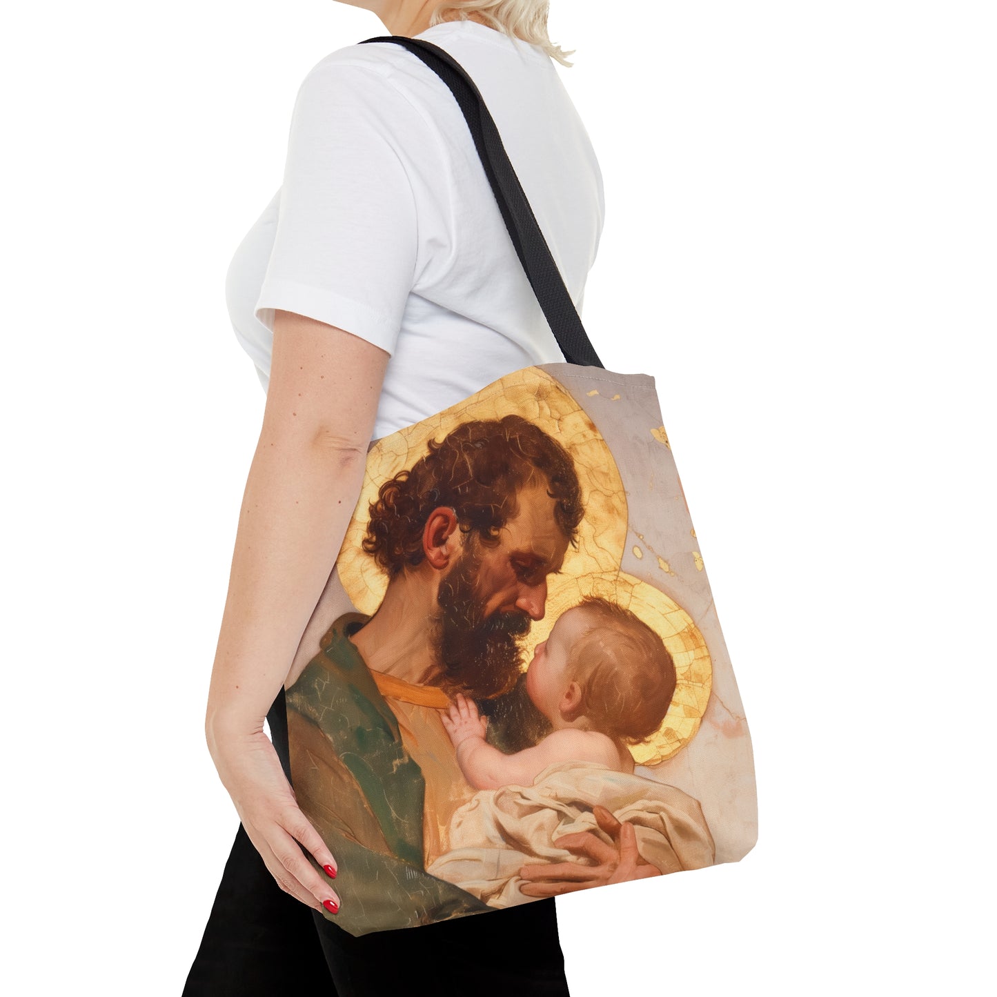 Saint Joseph, Pillar of the Holy Family - Tote Bag - Large Medium Small Faith Art Bag - Catholic Faith Purse - Double Sided