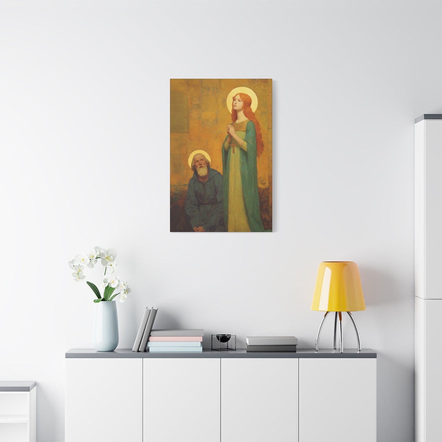 Saints Justina and Cyprian - Multiple Sizes - Catholic Home art - Museum Wrapped Canvas - Sanctified Souls Print - Catholic Martyr Art