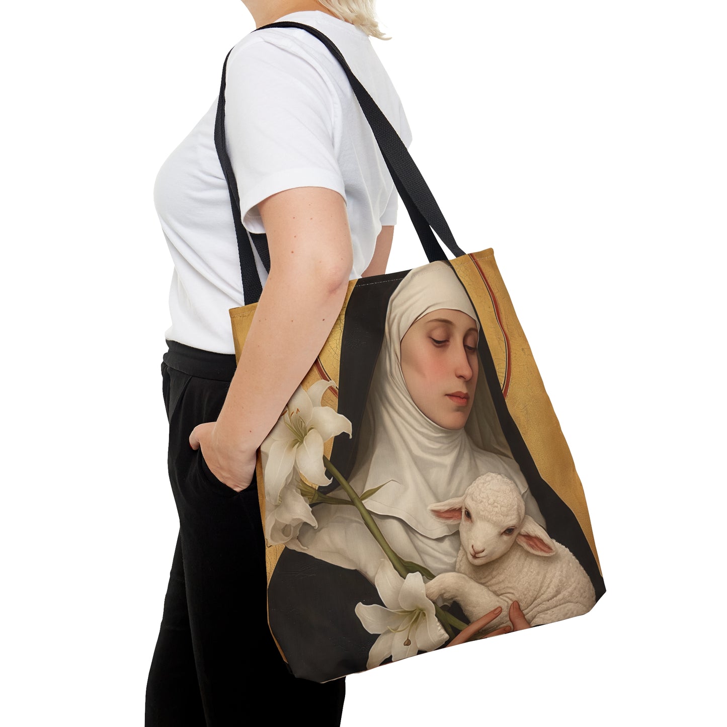 Saint Agnes of Montepulciano Tote Bag - Large Medium Small Faith Art Bag - Catholic Faith Purse - Religious Carry All Reusable Tote Bag