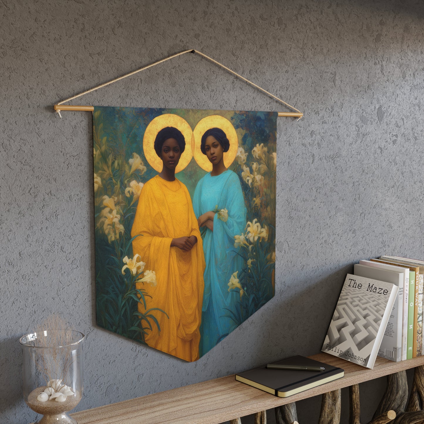 Saint Perpetua and Saint Felicity Pennant / Banner / Wall Hanging - Prayer room art - 18" x 21" - Catholic - Large Banner