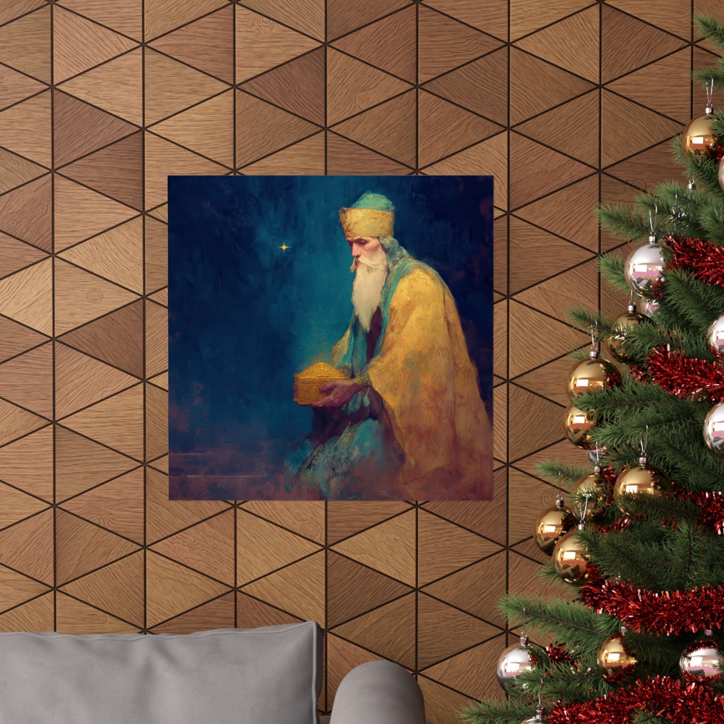 Caspar and the Offering of Worship - 3 Wise Men - Sanctified Souls Print - Multiple Sizes - Premium Matte Vertical Posters