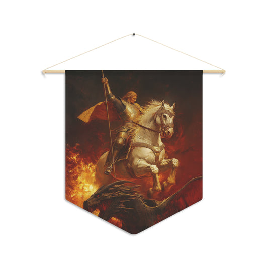 Saint George Pennant / Banner / Wall Hanging - Prayer room art - 18" x 21" - Catholic - Large Banner