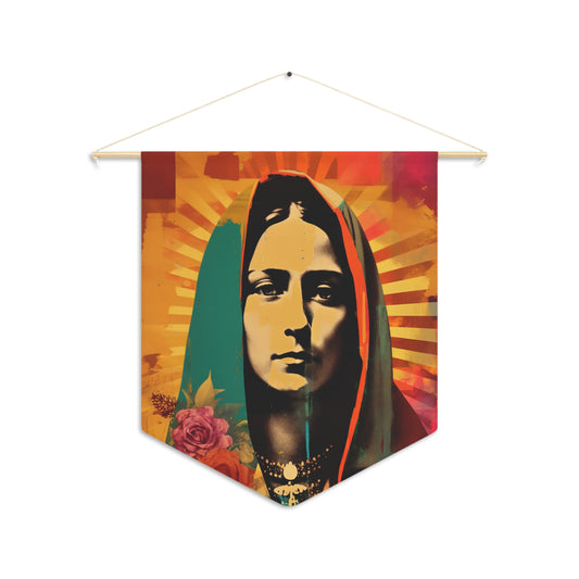 Radiant Guadalupe - Our Lady of Guadalupe Wall Banner / Wall Hanging - Prayer room art - Catholic Home -  18" x 21"