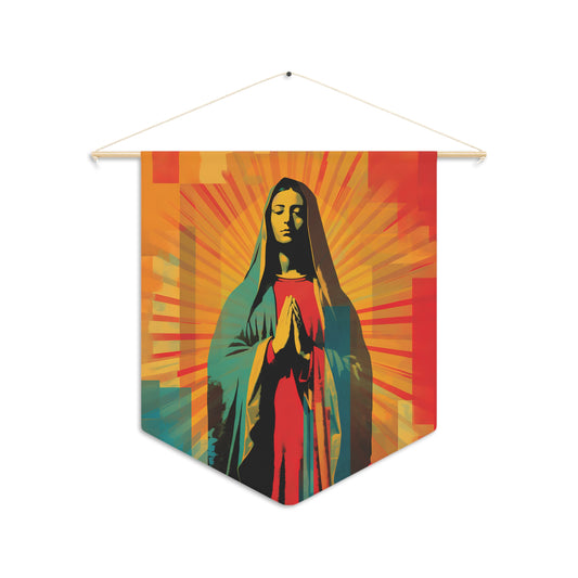 Our Lady of Guadalupe's Radiance Wall Banner / Wall Hanging - Prayer room art - Catholic Home Art - Large Saint Art - 18" x 21"