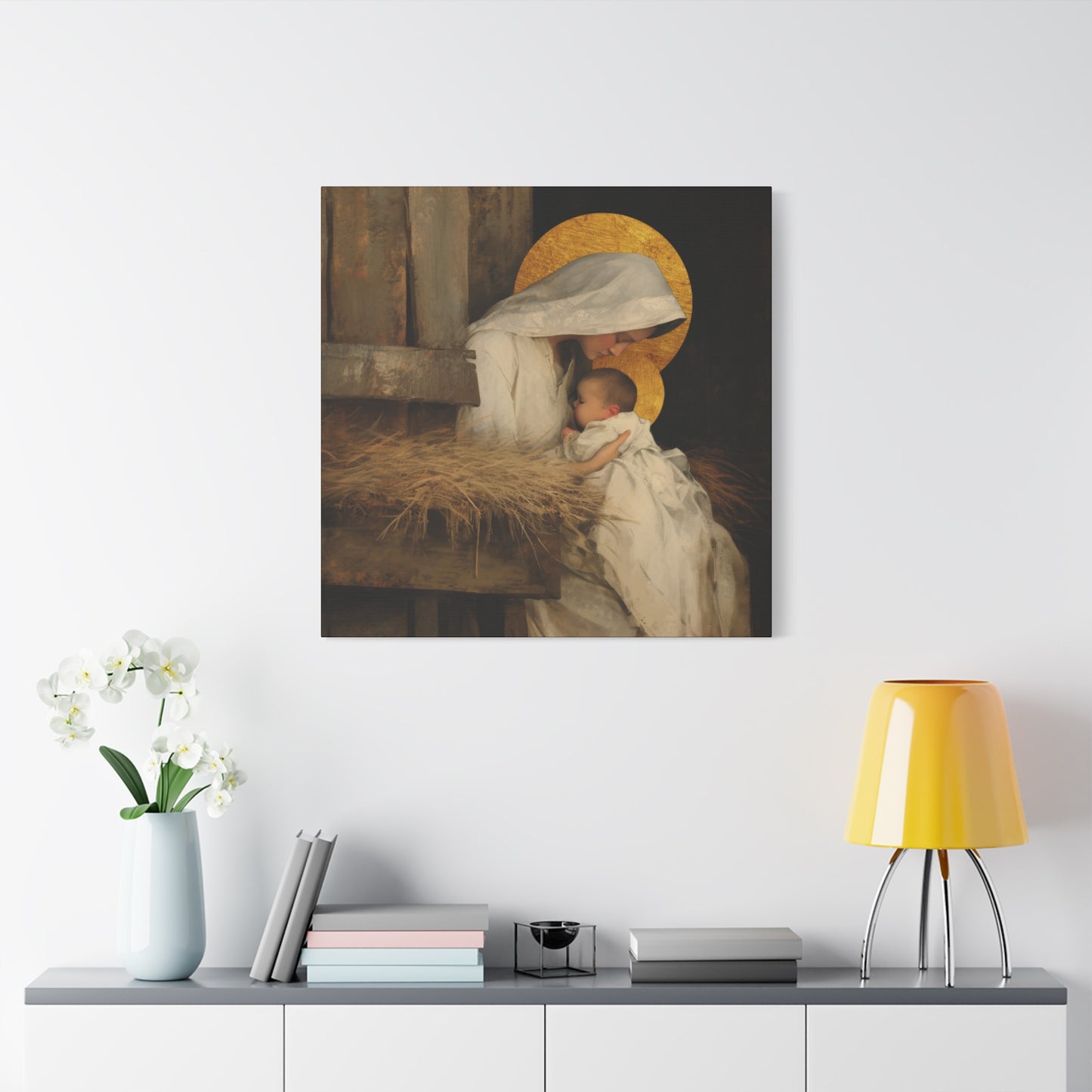 Our Lady of the Manger - Mother Mary and the Christ Child - Gallery Wrapped Canvas - Print - Religious Art for your Home - Catholic