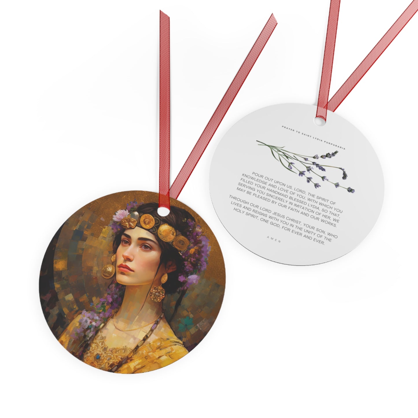 Saint Lydia Purpuraria Metal Ornament - Religious Holiday Christmas Ornament and Keepsake - Double sided - Prayer Ornament