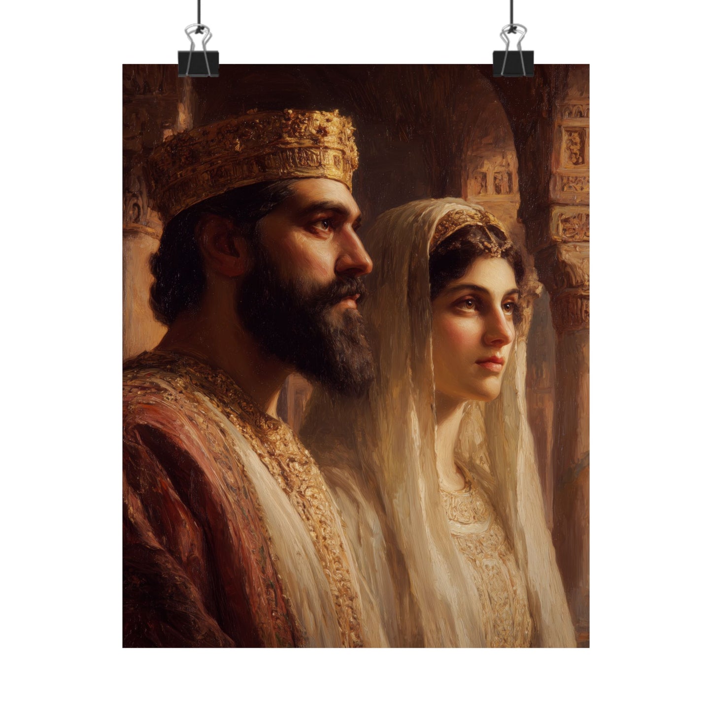 King Xerxes and Queen Esther - Sanctified Souls Print - Multiple Sizes - Premium Matte Vertical Posters