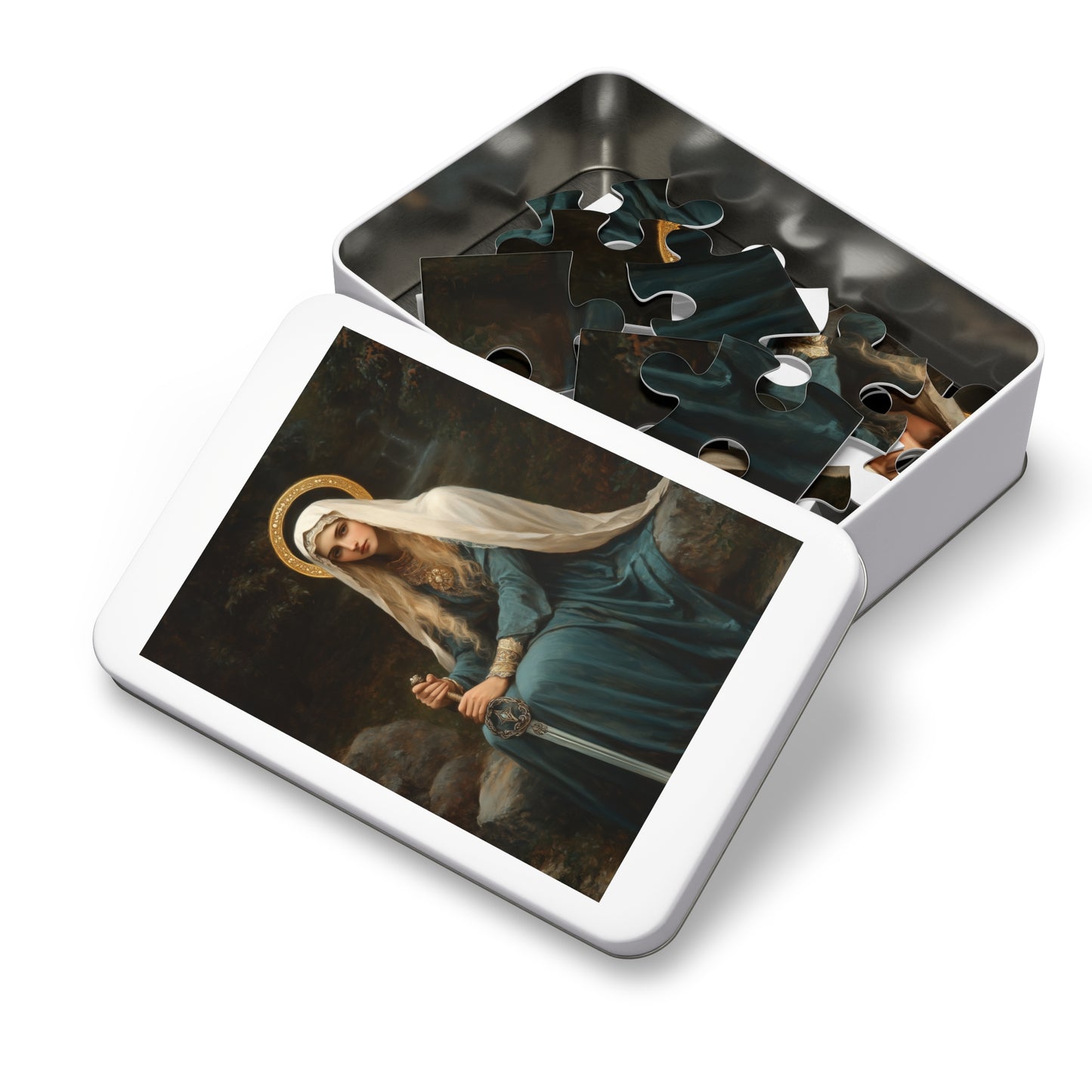 Saint Winifred - Puzzle and Keepsake Tin - Religious (30, 110, 252, 500,1000) - Religious Puzzle - Gifts for Catholic Families