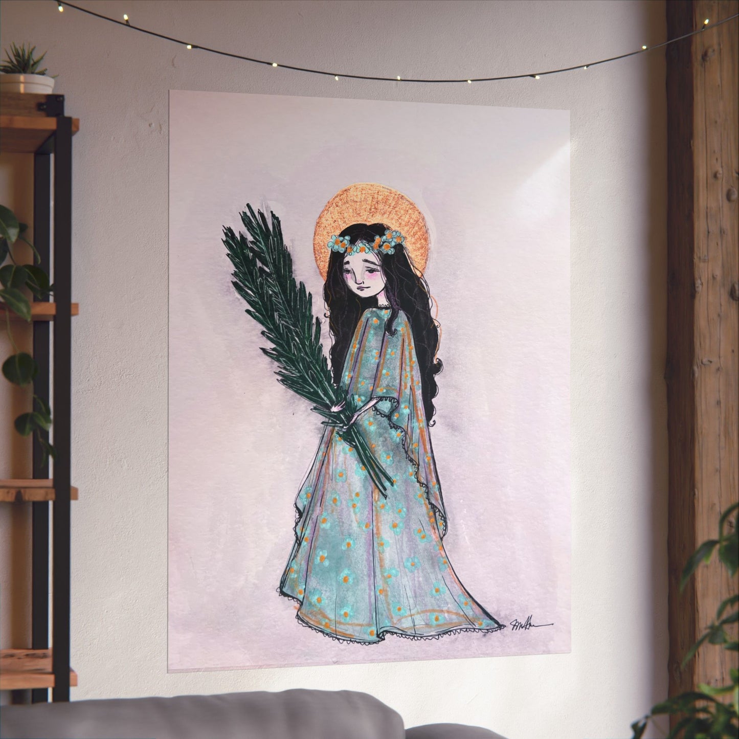 Saint Faith Matte Poster - Hand-Drawn Art - Catholic Print | Faith Hope and Charity Devotional Wall Art | Christian Religious Poster