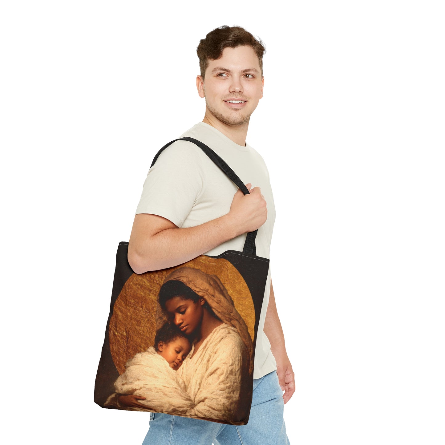 Our Lady of the Manger - Mother Mary and the Christ Child - Tote Bag - Large Medium Small Faith Art Bag - Catholic Faith Purse