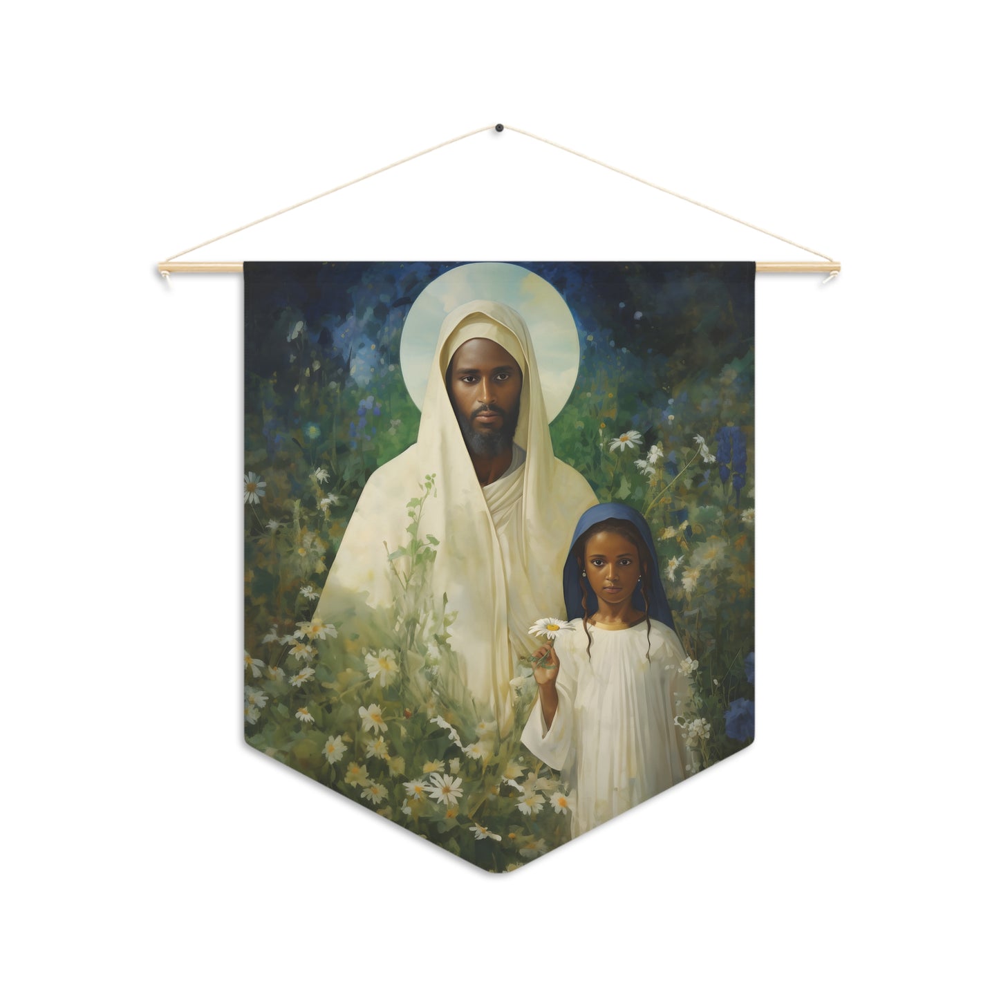 Saint Joachim and Mary Wall Banner / Wall Hanging / Pennant - Father of Virgin Mary - Patron Saint of Fathers - Catholic Art - 18" x 21"