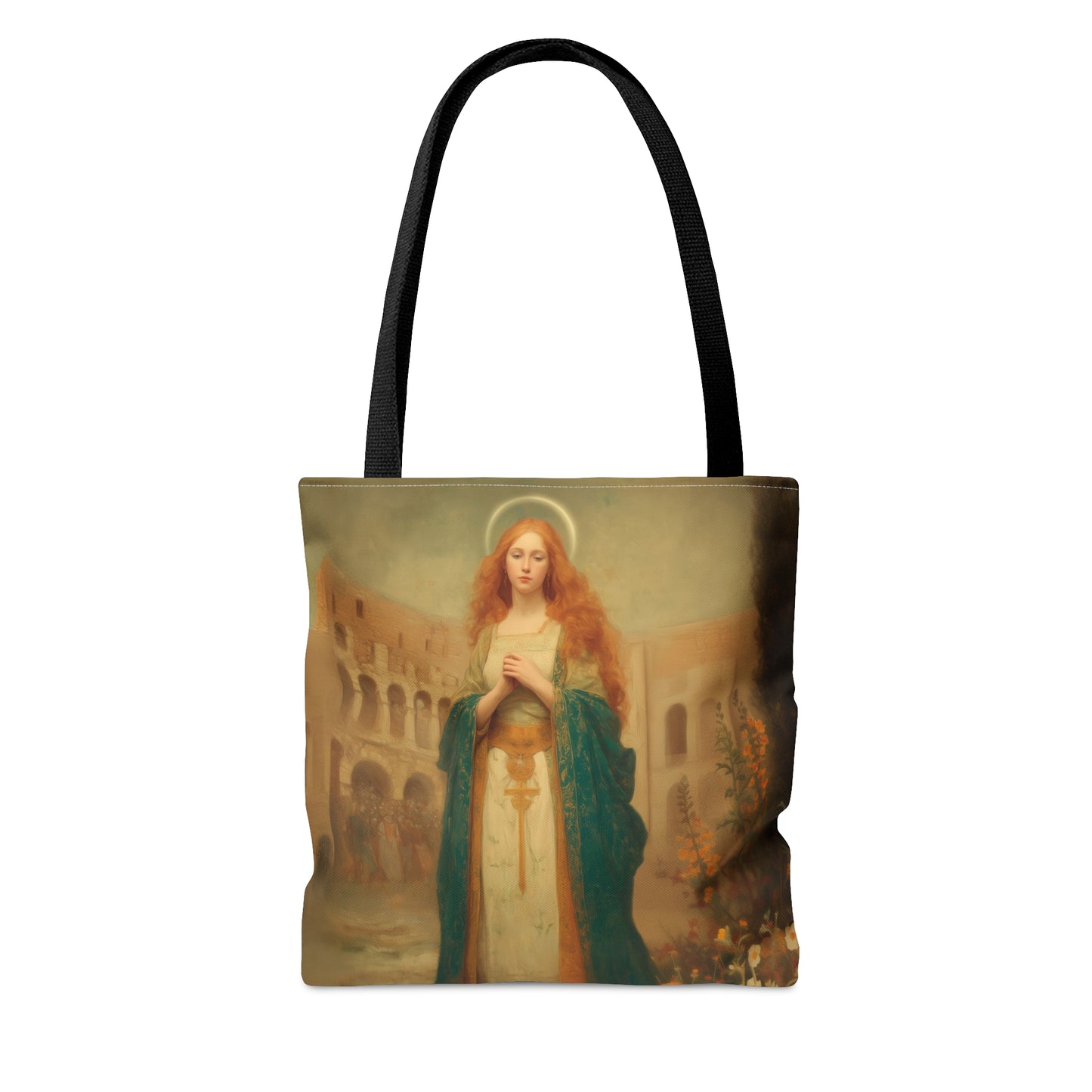Saint Justina - Tote Bag - Large Medium Small Faith Art Bag - Bible Study Faith Purse - Double Sided Prayer Tote