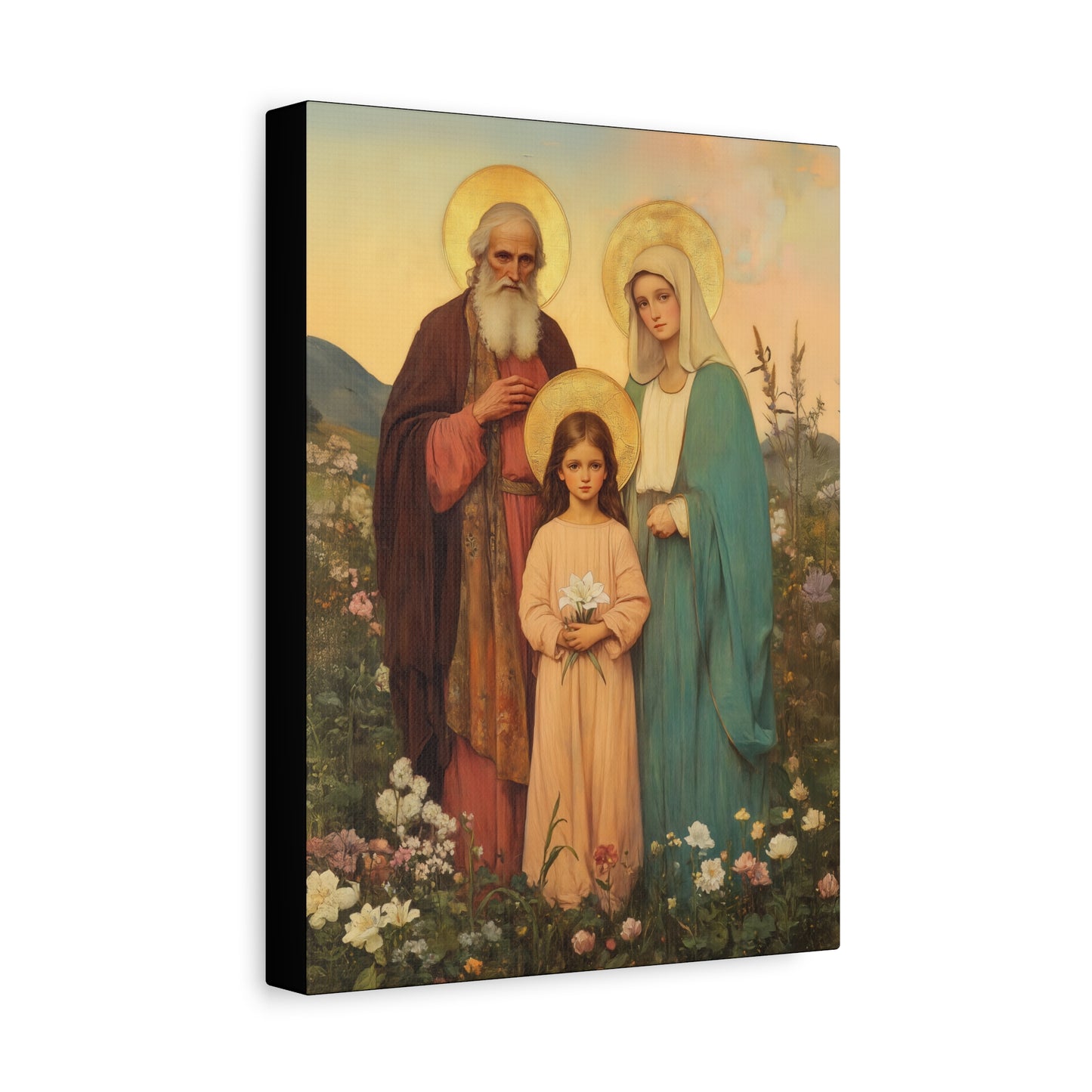 Saints Joachim and Anne with Young Mary - Gallery Wrapped Canvas - Print - Religious Art for your Home - Catholic Art