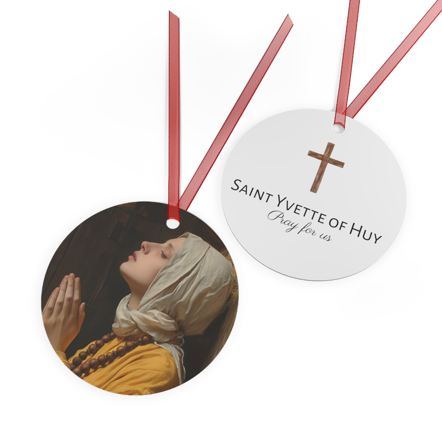 Blessed Yvette of Huy Metal Ornament - Religious Holiday Christmas Ornament and Keepsake - Double sided - Catholic art gift