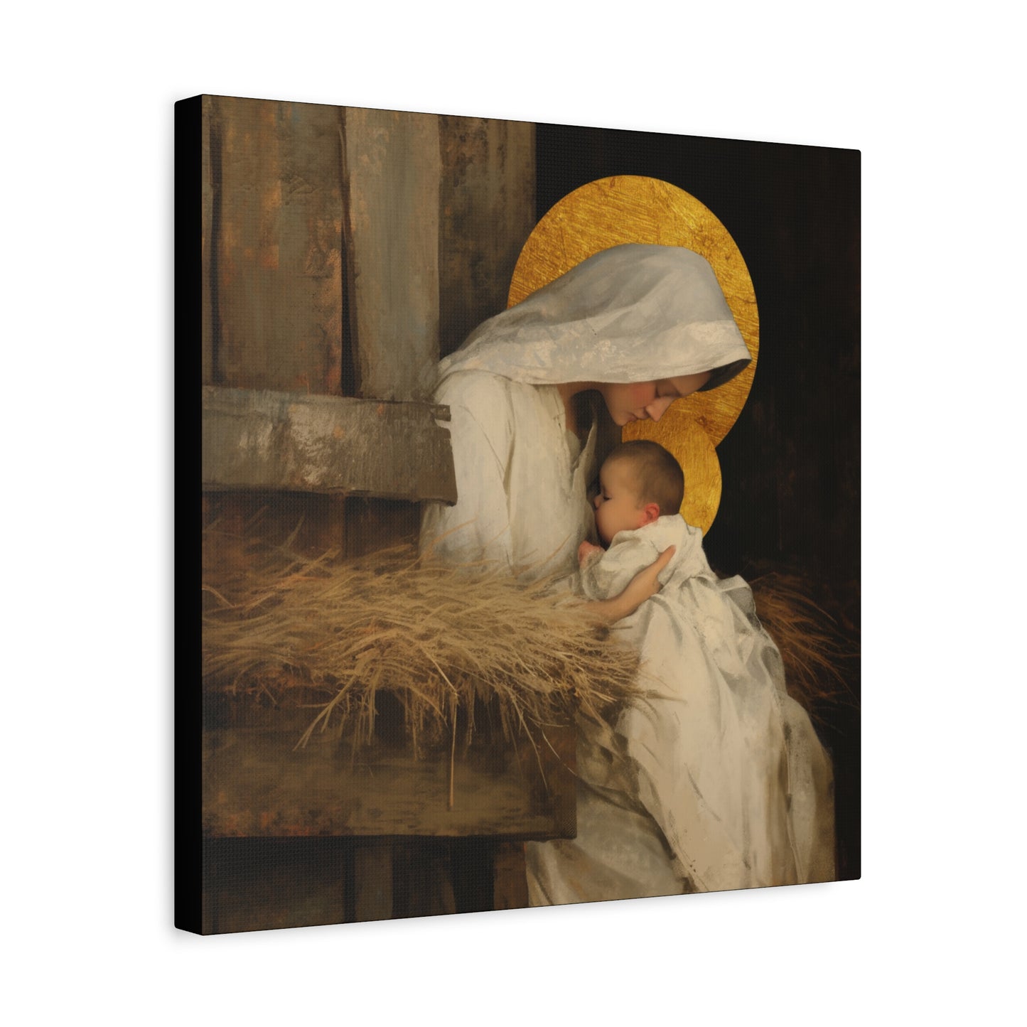 Our Lady of the Manger - Mother Mary and the Christ Child - Gallery Wrapped Canvas - Print - Religious Art for your Home - Catholic