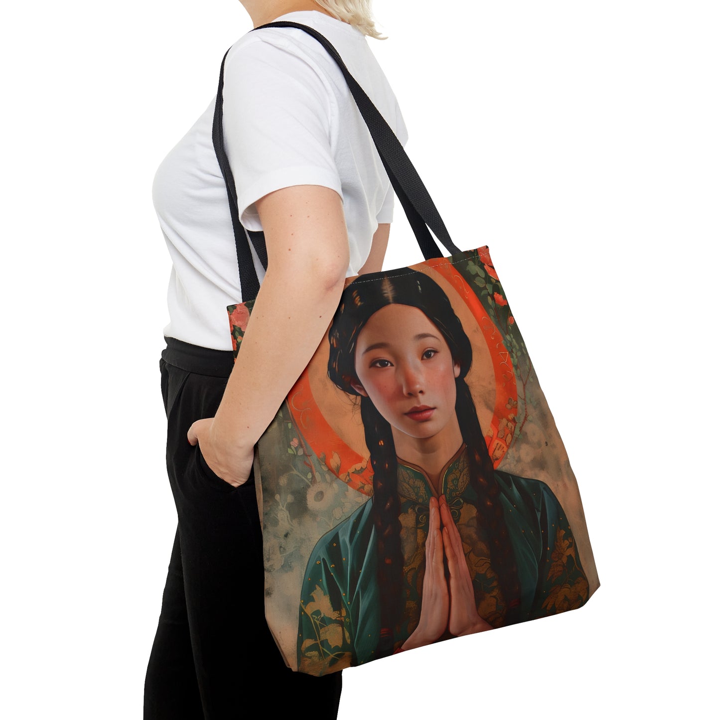 Saint Anna Wang Tote Bag - Purse - Three sizes - Faith Art Bag - Catholic faith inspired carry-all purse - Double Sided