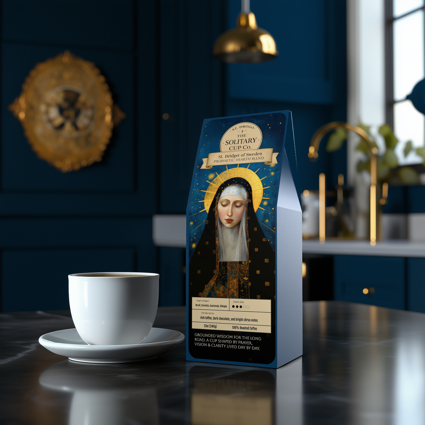 St. Bridget of Sweden - Prophetic Hearth Blend (Medium Roast) - St. Drogo - The Solitary Cup Co. - Artisan Catholic Saint Inspired Coffee - 12 oz.
