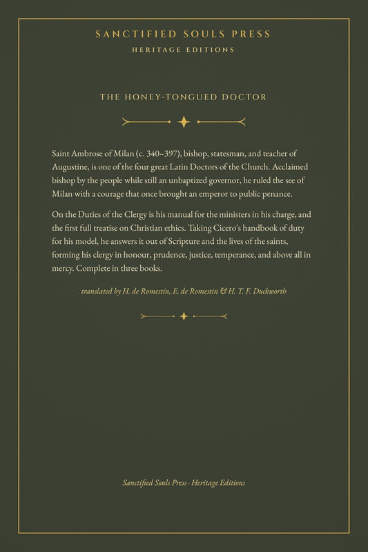 On the Duties of the Clergy by Saint Ambrose of Milan, back cover