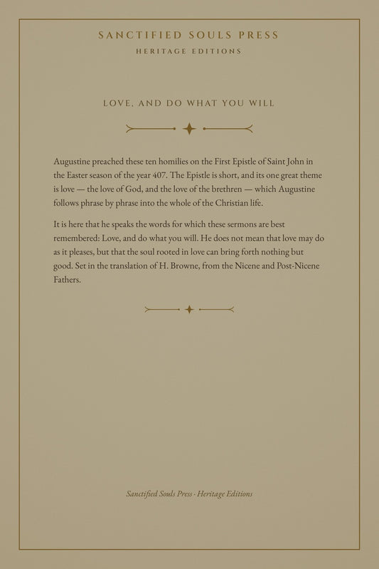 Homilies on the First Epistle of John, back cover
