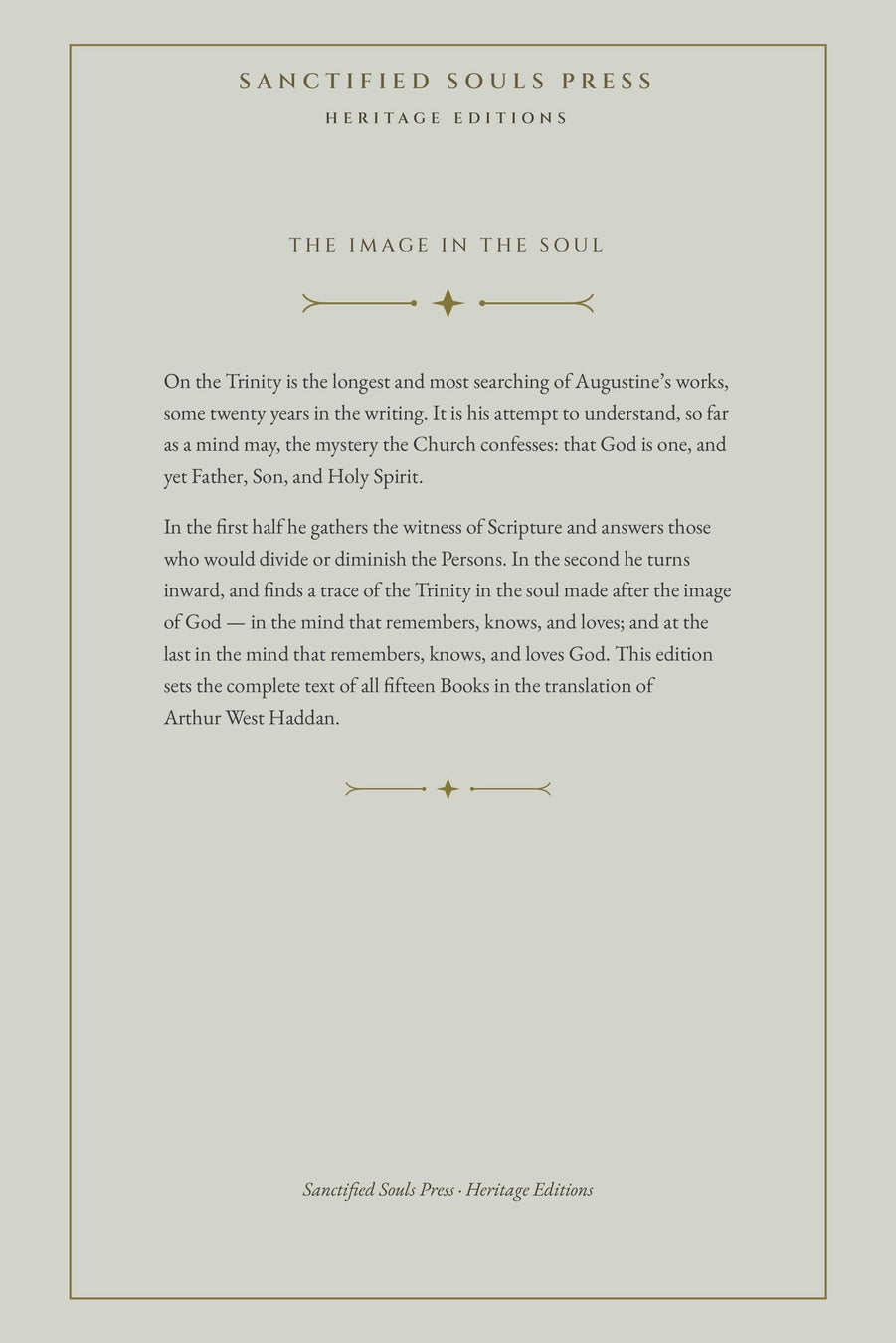 On the Trinity, back cover