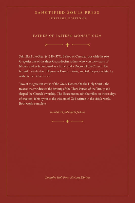 On the Holy Spirit and The Hexaemeron by Saint Basil the Great, back cover