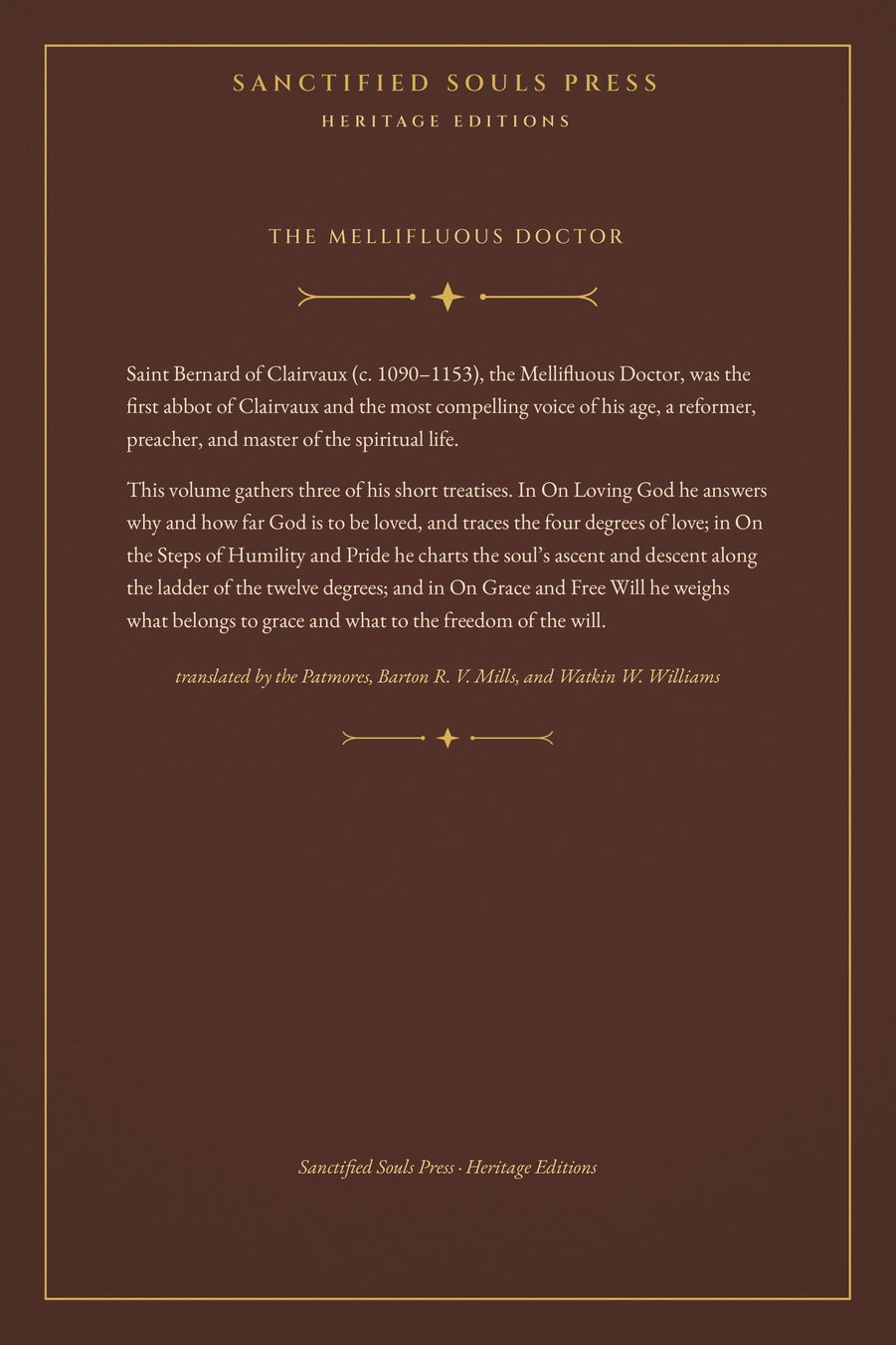 Short Treatises of Saint Bernard of Clairvaux, back cover