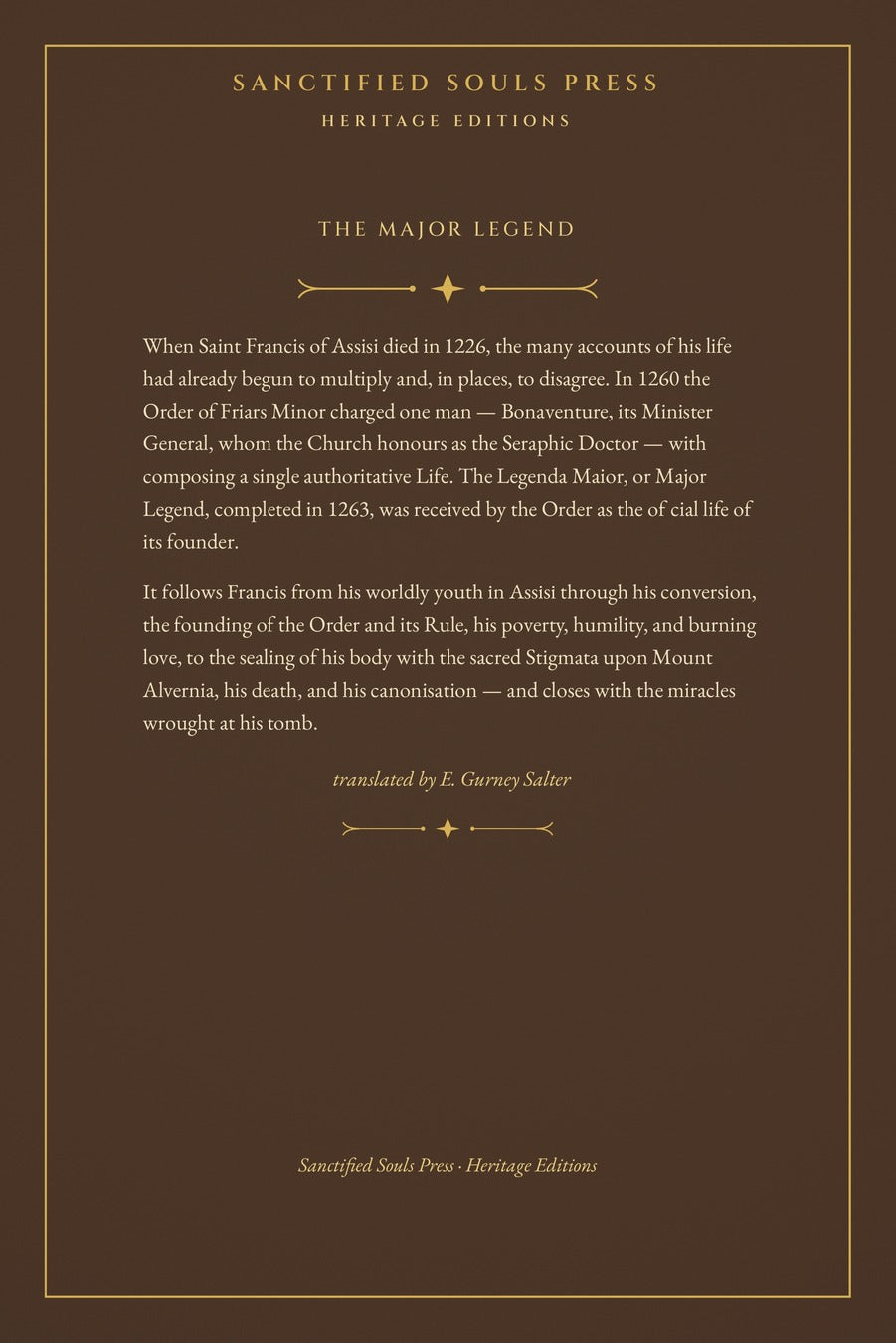 The Life of Saint Francis, back cover