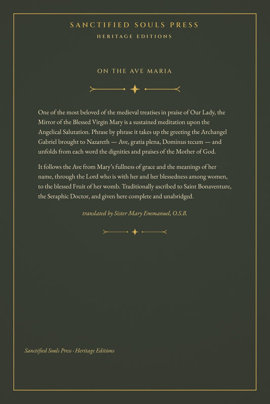The Mirror of the Blessed Virgin Mary, back cover