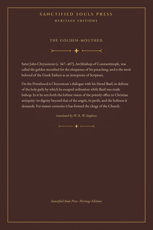 On the Priesthood by Saint John Chrysostom, back cover