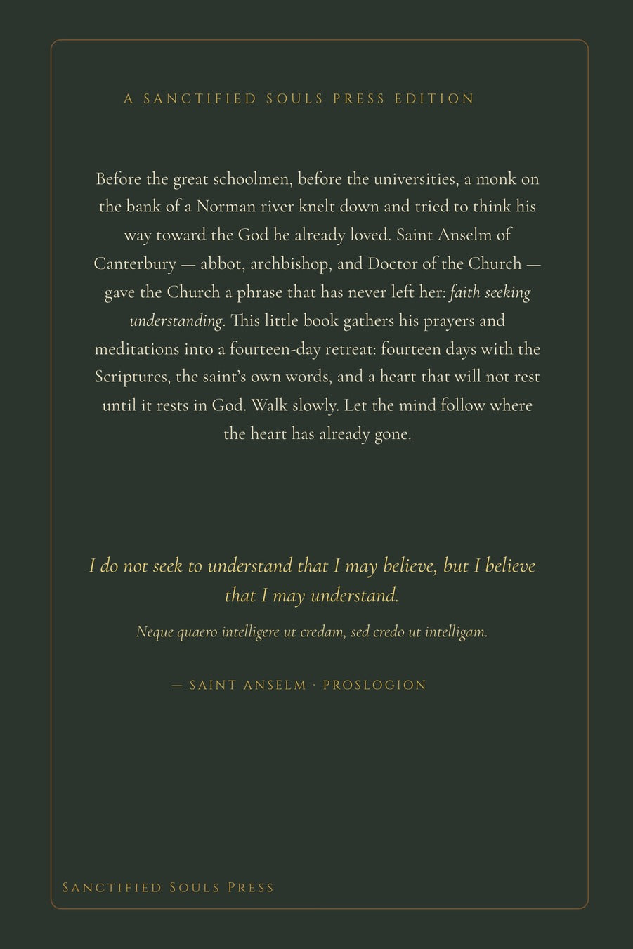 Faith Seeking Understanding, back cover