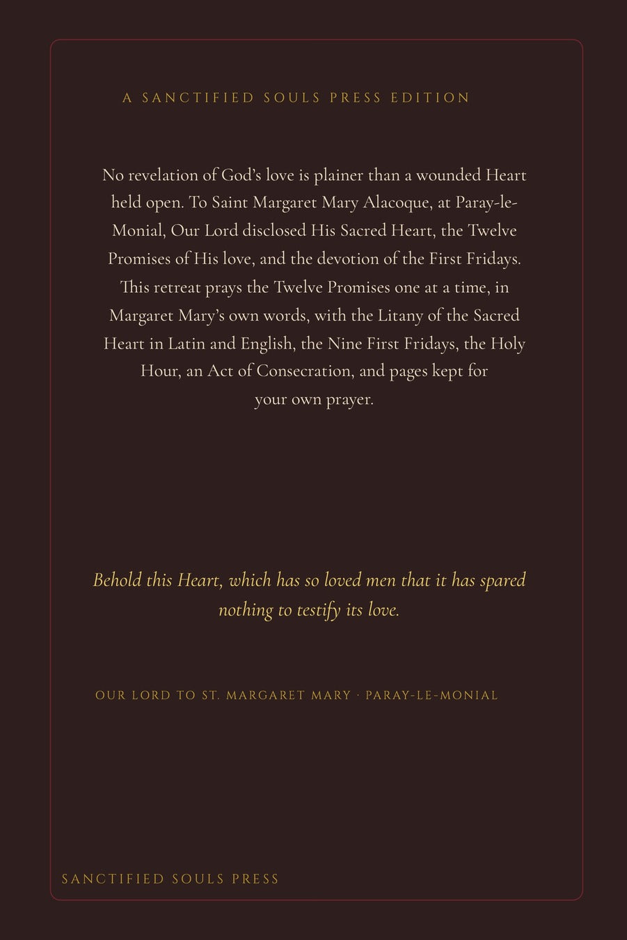 The Sacred Heart of Jesus, back cover