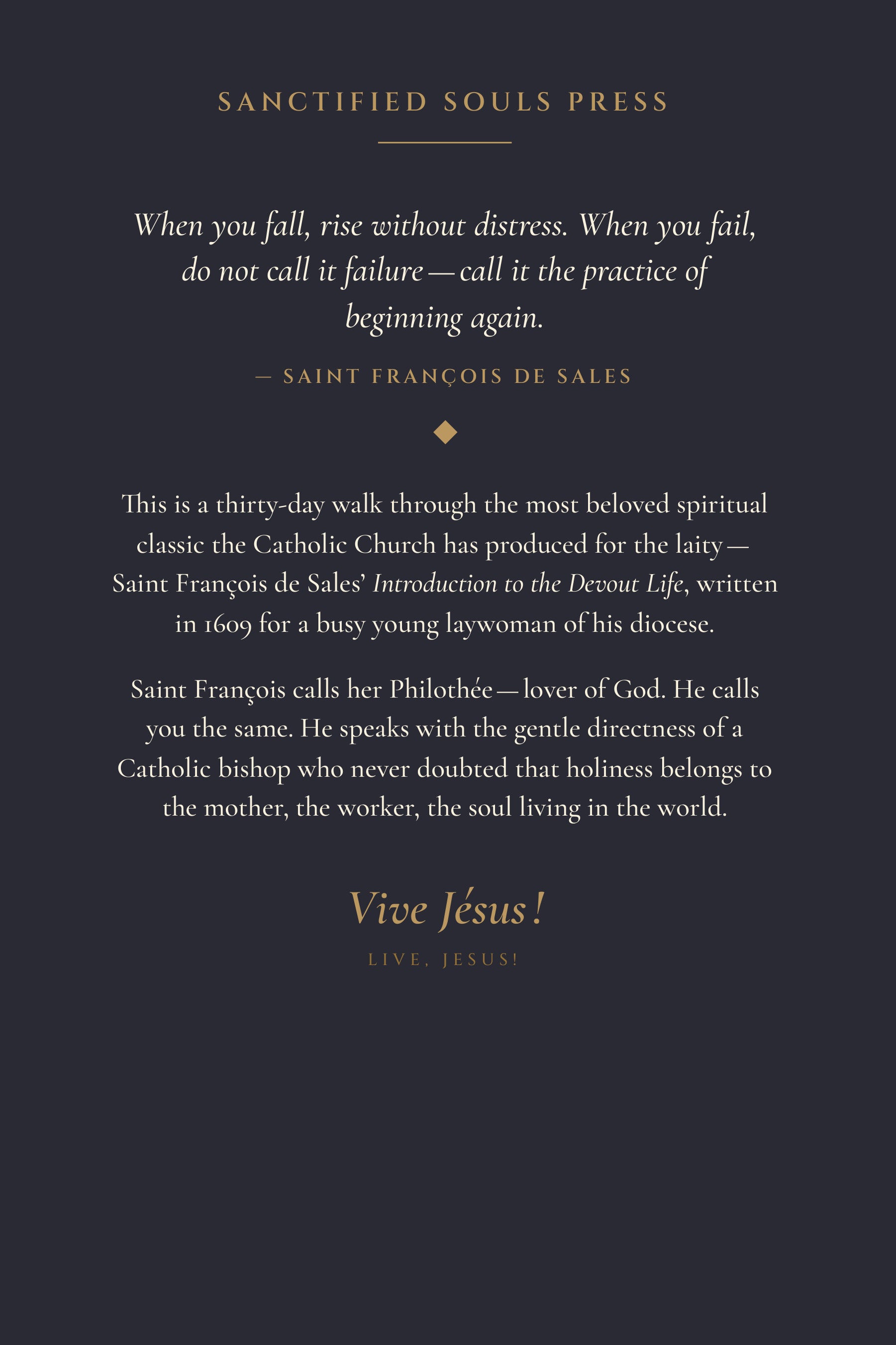 Introduction to the Devout Life, back cover