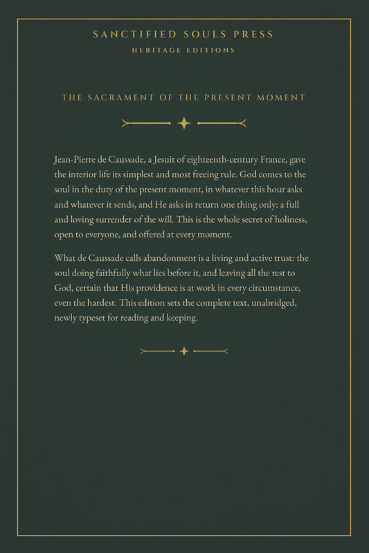 Abandonment to Divine Providence, back cover