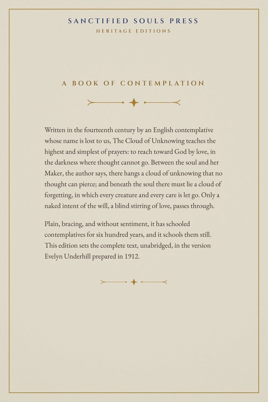 The Cloud of Unknowing, back cover